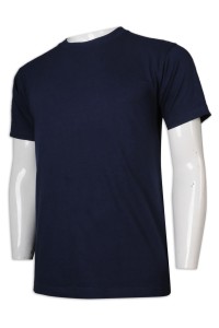T980 訂製男裝淨色T恤 飲食 面館 T恤生產商     寶藍色